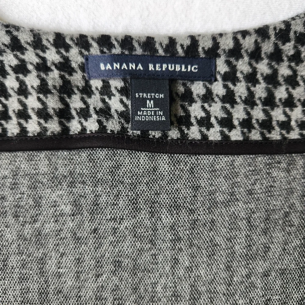 Banana Republic Houndstooth Checkered Dress Black Gray Short Sleeves Medium - Picture 9 of 14